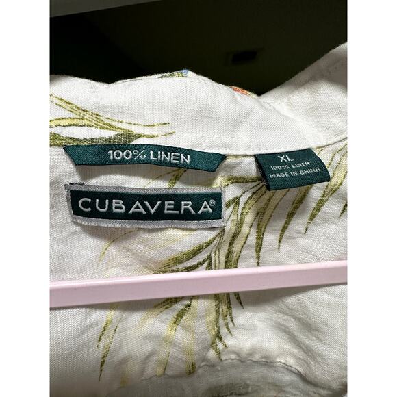 Cubavera 100% Linen White Tropical Embroidered Button Up Shirt – Men’s XL - Picture 2 of 2